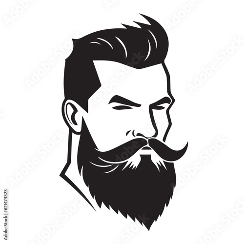 A Dashing Portrait of a Stylish Man with a Suave Haircut, Well-Groomed Beard, and Sharp Mustache