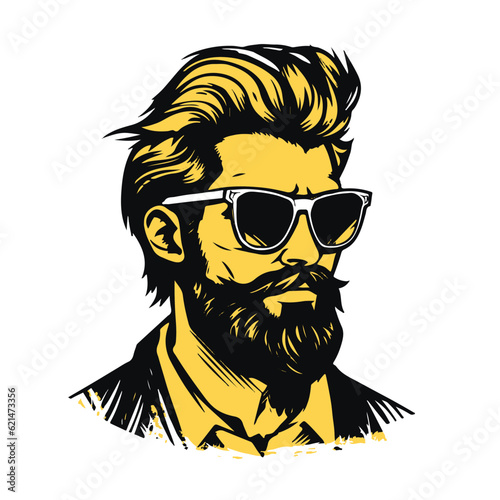 A Dashing Portrait of a Stylish Man with a Suave Haircut, Well-Groomed Beard, and Sharp Mustache