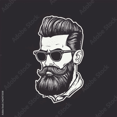 A Dashing Portrait of a Stylish Man with a Suave Haircut, Well-Groomed Beard, and Sharp Mustache