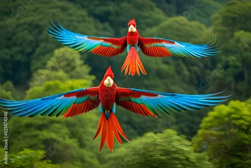 macaw in the sky