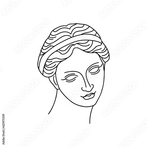 Vector antique sculpture line art icon. Hand drawn doodle vector illustration. Line art design.