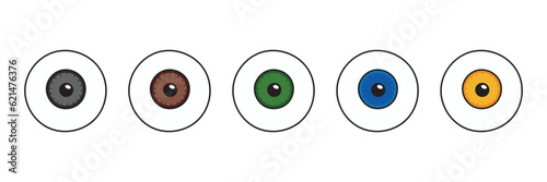 Hand drawn Kids drawing Cartoon Vector illustration Different eye colors human icon Isolated on White Background