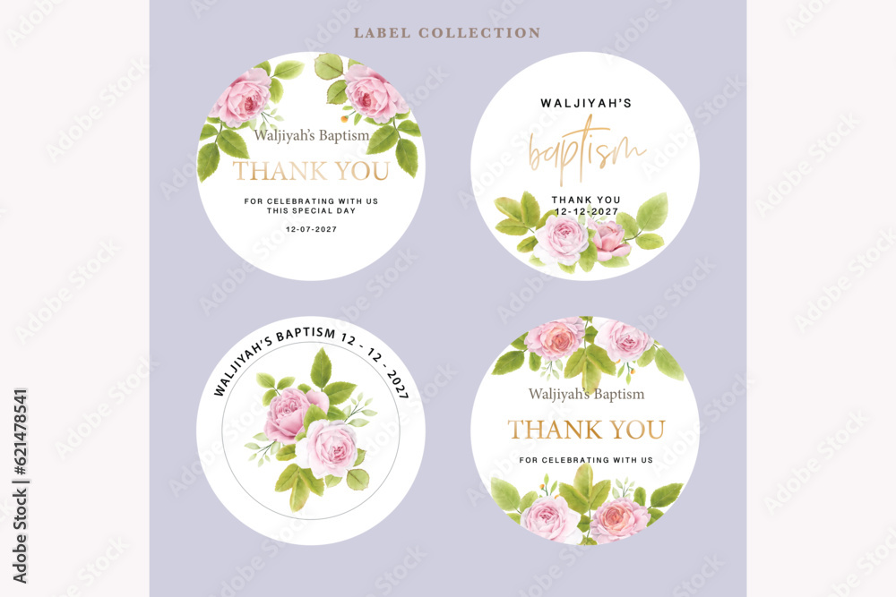Hand drawn  floral label collection