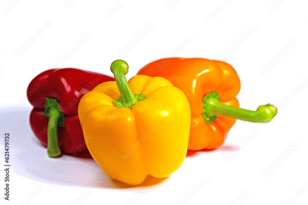 Bunte Paprikaschoten, Capsicum, in Nahaufnahme Bunte Paprikaschoten, Capsicum, in Nahaufnahme