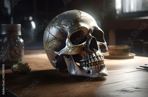 black skull evil skeleton head halloween concept generative ai