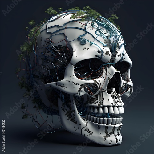 black skull evil skeleton head halloween concept generative ai