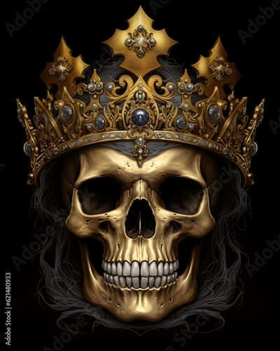 gothic skull with wings on black background generative ai
