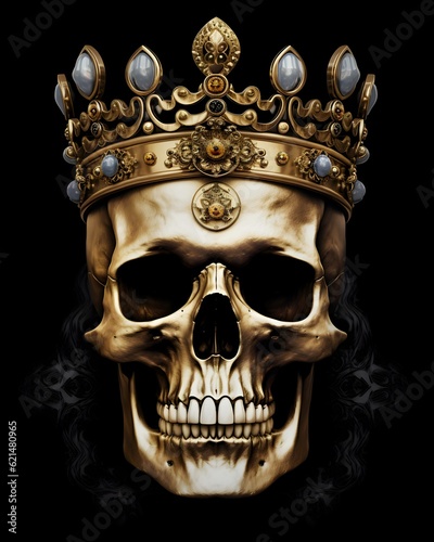 gothic skull with wings on black background generative ai
