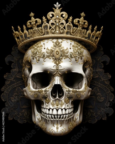 gothic skull with wings on black background generative ai
