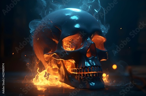 fire on skull , generative AI