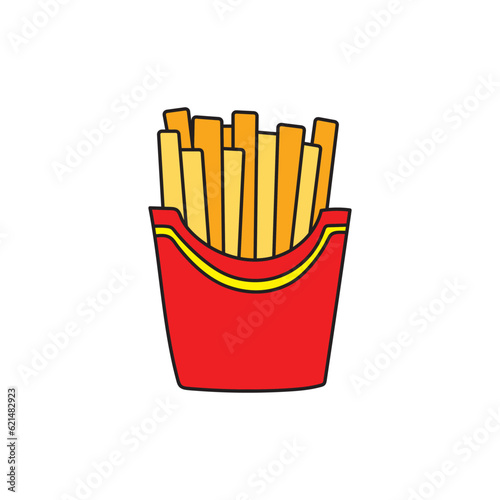 Kids drawing Cartoon Vector illustration french fries icon Isolated on White Background