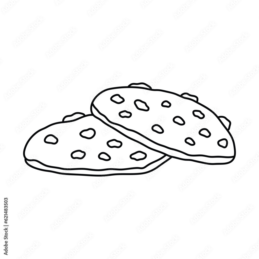 Hand drawn Kids drawing Cartoon Vector illustration cookies icon Isolated on White Background Hand drawn Kids drawing Cartoon Vector illustration cookies icon Isolated on White Background
