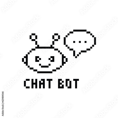   chatbot icon 8 bit, pixel art icon  for game  logo. 