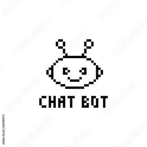   chatbot icon 8 bit, pixel art icon  for game  logo. 