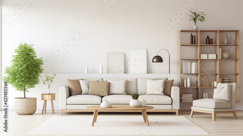 Modern living room - minimal and clean  Generative AI © Nico Vincentini