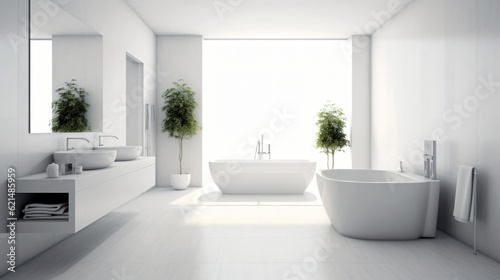 Bathroom - modern clean and minimal.  Generative AI © Nico Vincentini