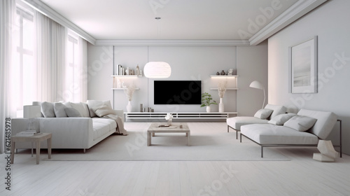 Modern living room - minimal and clean  Generative AI © Nico Vincentini