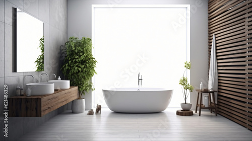 Bathroom - modern clean and minimal.  Generative AI
