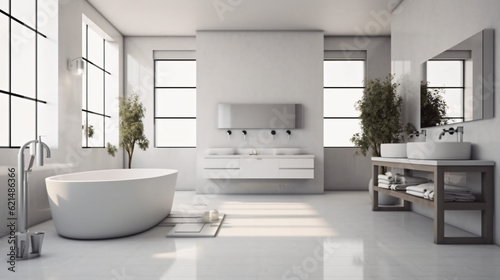 Bathroom - modern clean and minimal.  Generative AI