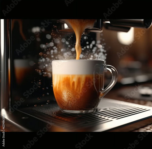 cup of espresso coffee  coffee machine