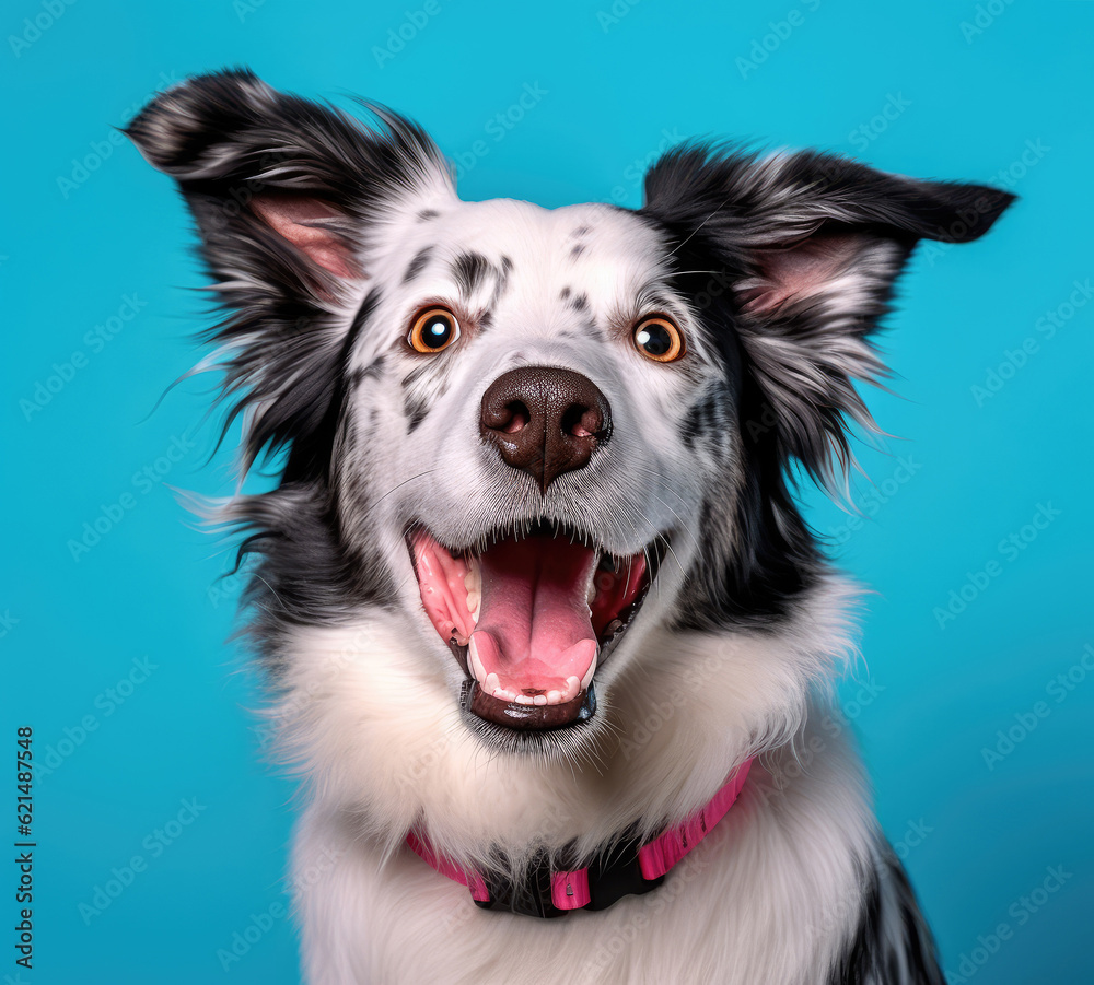 Portrait of Beautiful Cute Border Collie Dog extreme closeup. Generative AI Portrait of Beautiful Cute Border Collie Dog extreme closeup. Generative AI