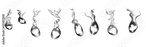 Set drops of water on transparent background photo