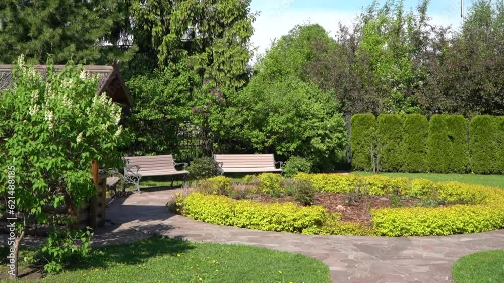 Recreation area with a round flower Recreation area with a round flower