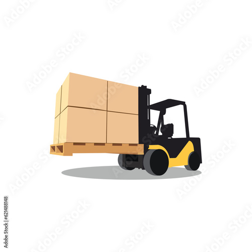vector illustration of forklift truck with boxes