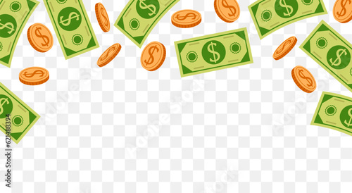 Money financial dollar cash falling flying abstract concept. Vector graphic design illustration