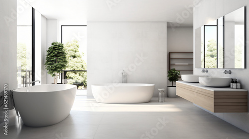 Bathroom minimal clean and modern  Generative AI © Nico Vincentini