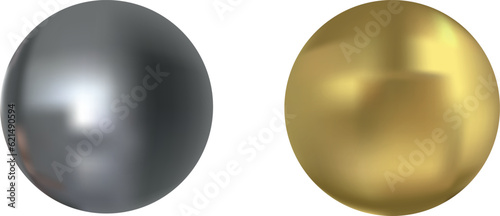 Canvas Print 3d silver and gold ball on transparent background