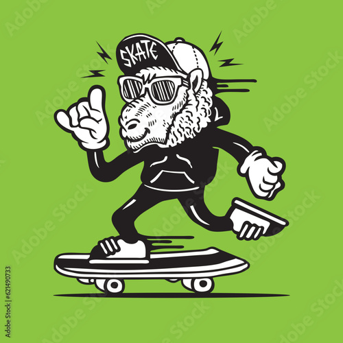 Lamb Sheep Wearing Hoodie Skater Mascot Vector Character Design