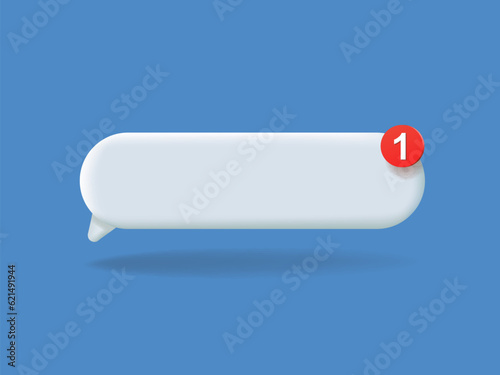 New message notification icon. Empty white 3d speech bubble. Incoming unread message. Vector simple concept