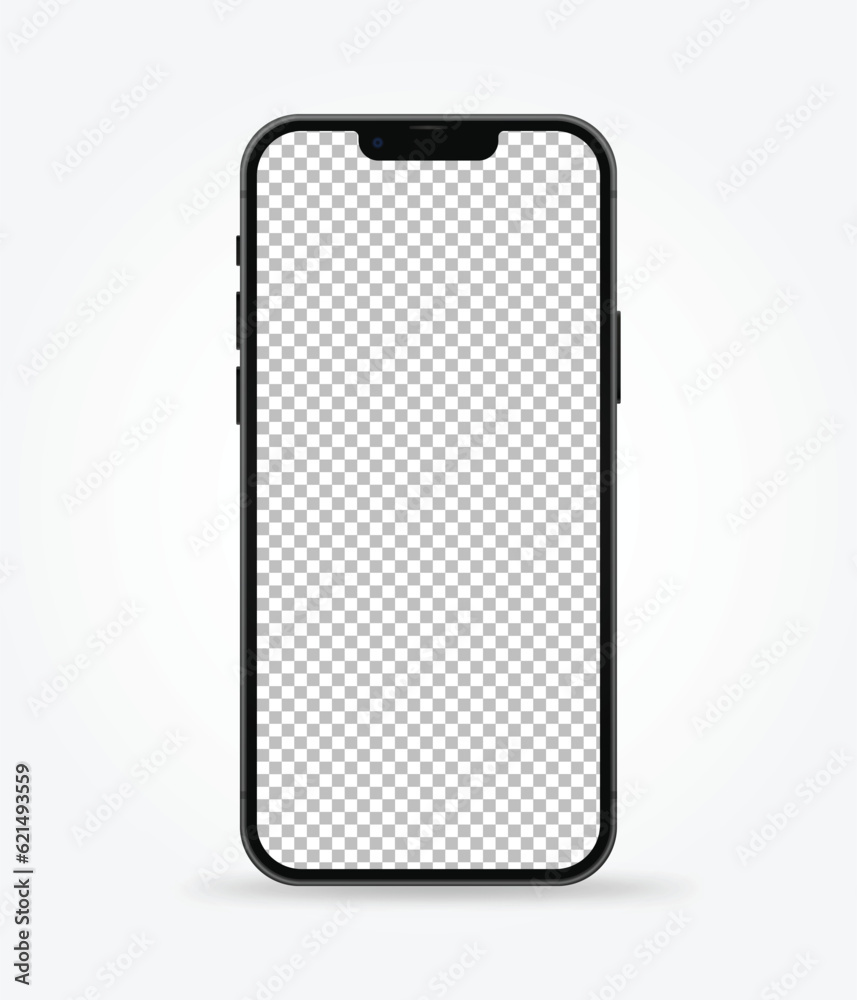 Realistic smartphone mockup with transparent screen space. Real phone ...