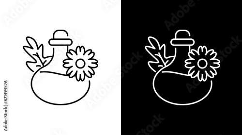 Herbal Potion Bottle Outline Icon Design Black and white