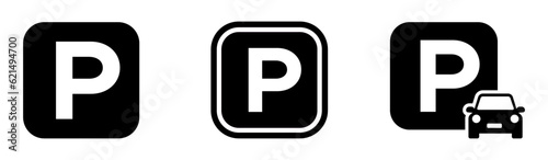 Car parking vector icons set