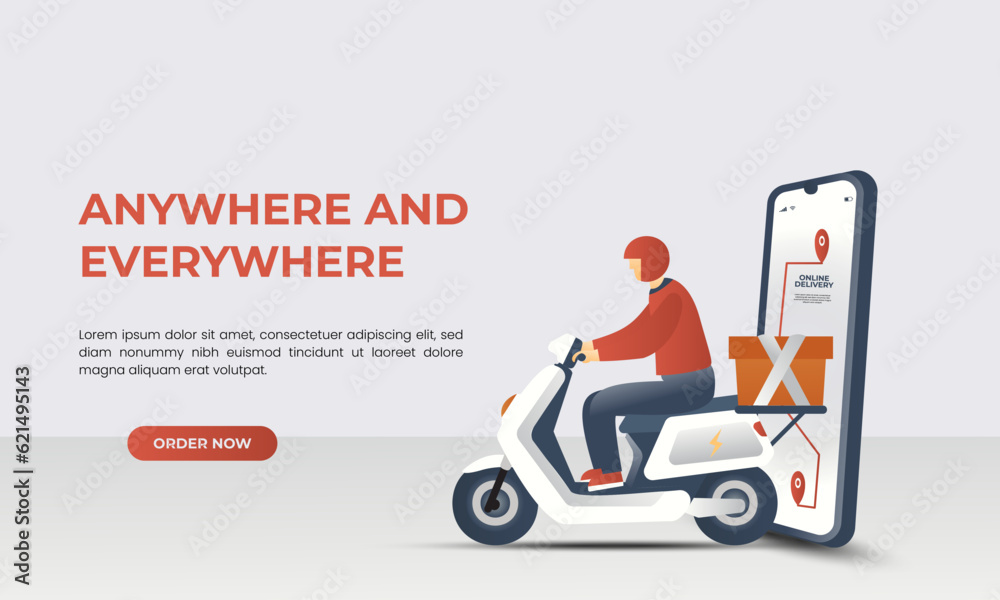 vector Illustration About Online Delivery Service On Landing Page Concept