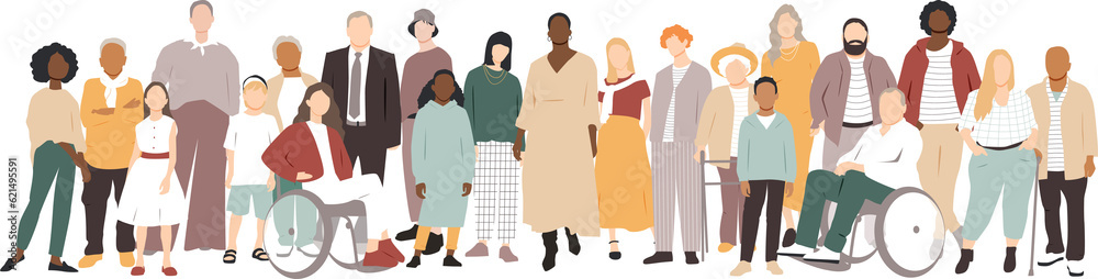 People stand side by side together. People stand side by side together.