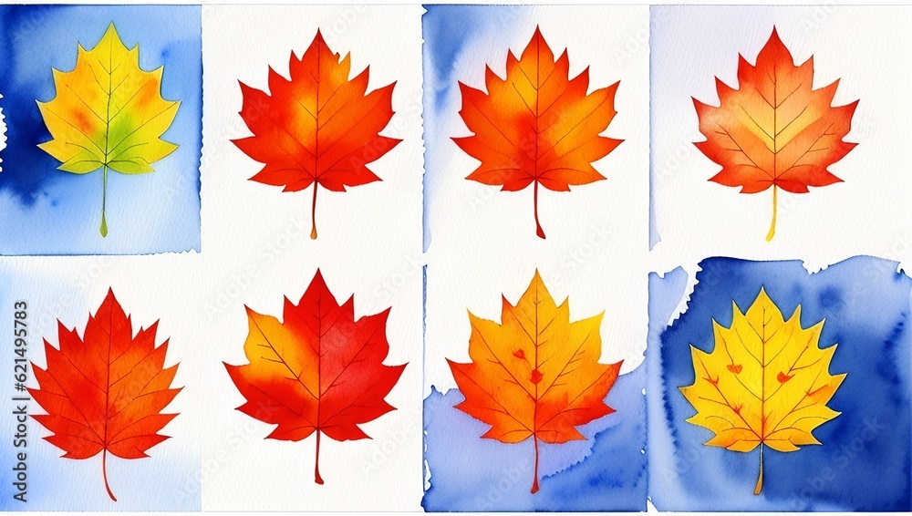 Fototapeta premium Leaves watercolor, generative AI