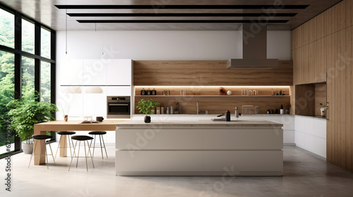 interior of a contemporary minimal kitchen generative ai © Nico Vincentini