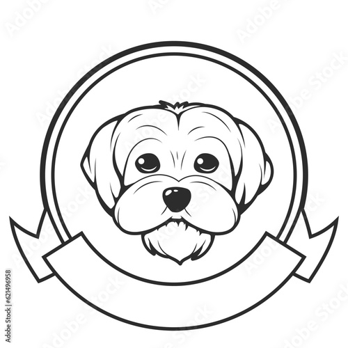 Vector Logo of a Dog Head cartoon, Black and white isolated white background, Pet