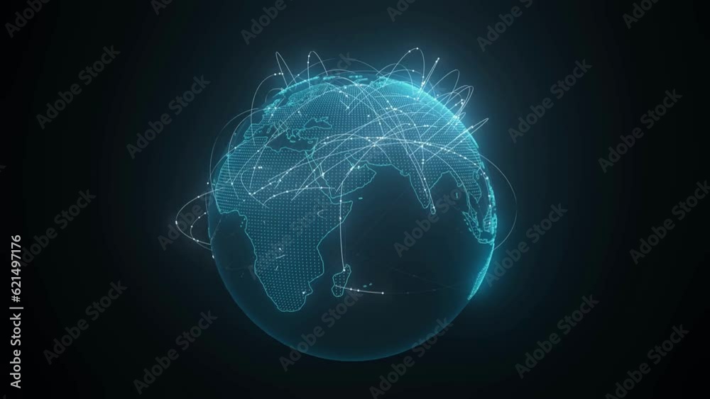 Motion of digital data flow world. Futuristic Technology Theme ...