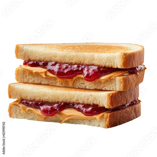 Peanut butter and jelly sandwich. transparent background