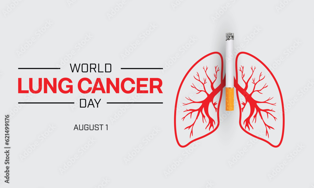 World Lung Cancer Day design with a pair of red color lung and a