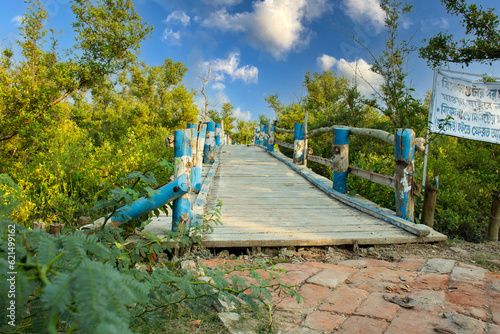 A bamboo bridge at the entry point of 