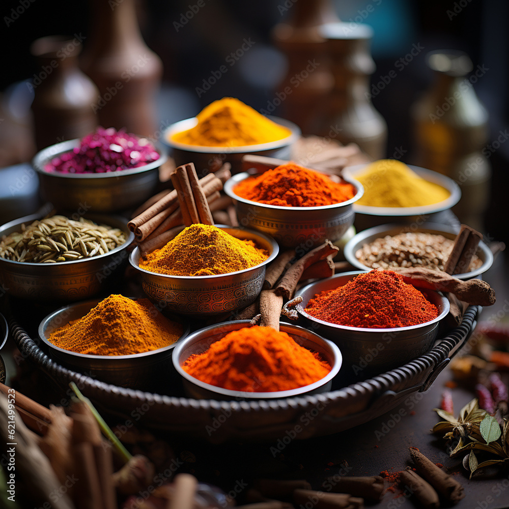 wonderful colored and fragrant spices placed on a surface create a magical atmosphere
wonderful colored and fragrant spices placed on a surface create a magical atmosphere