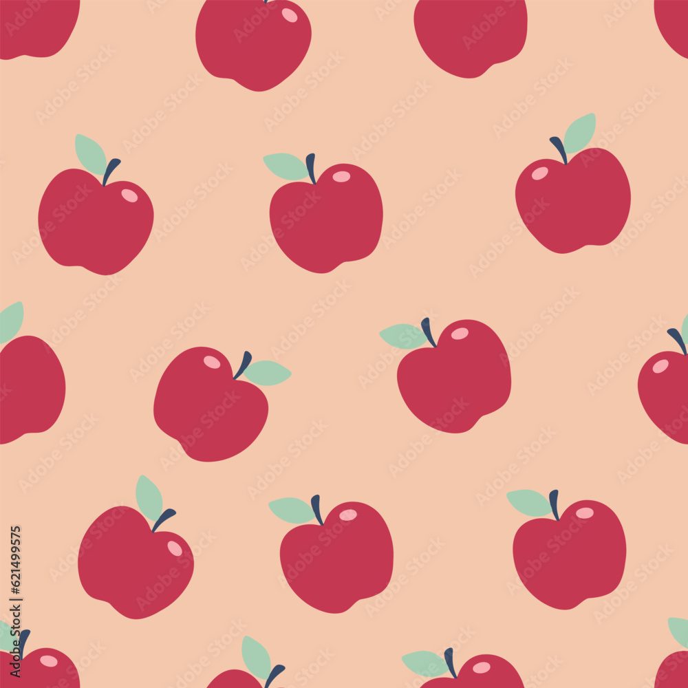 Simple Red Apple pattern. Fruit vector