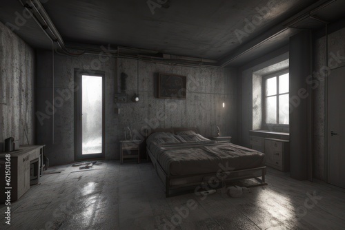 Interior of a building in post-apocalyptic world