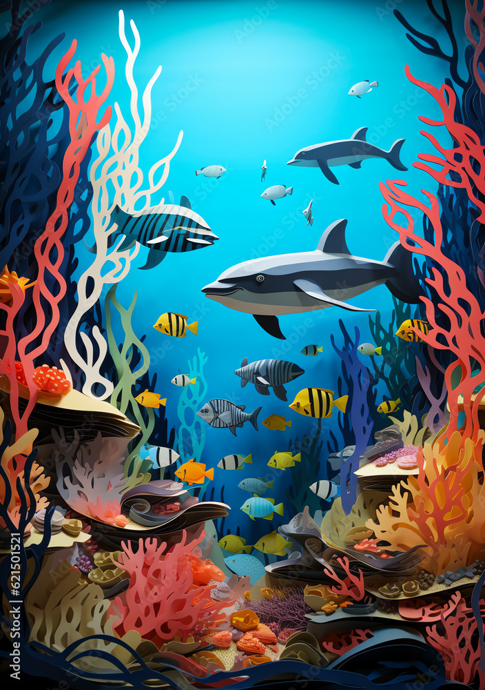 Fototapeta premium Im Meer ist ganz schön was los, Generative AI