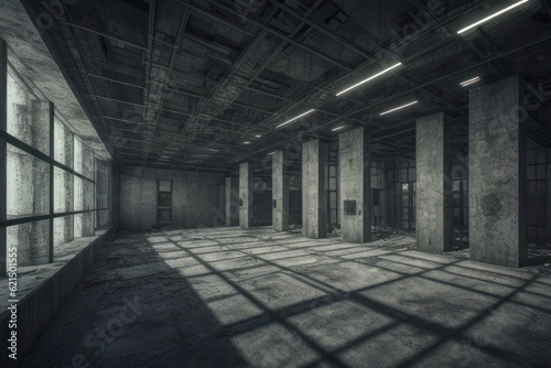 Interior of a building in post-apocalyptic world